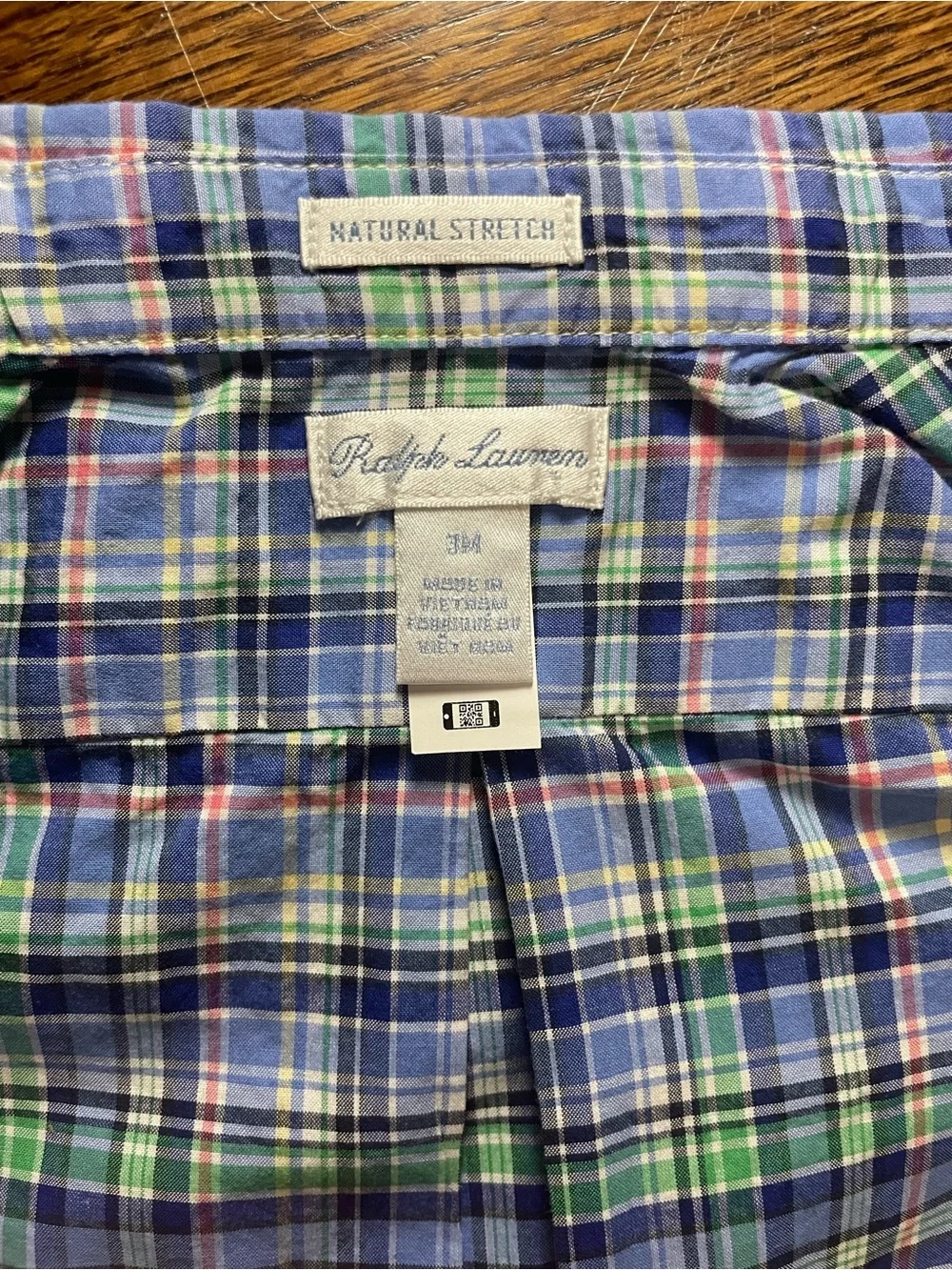 Ralph Lauren Plaid Button-Down Shirt - Blue, Green & White with Pink Accent